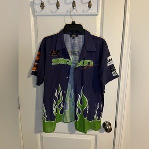 Oversized Short Sleeve Button Up Shirt